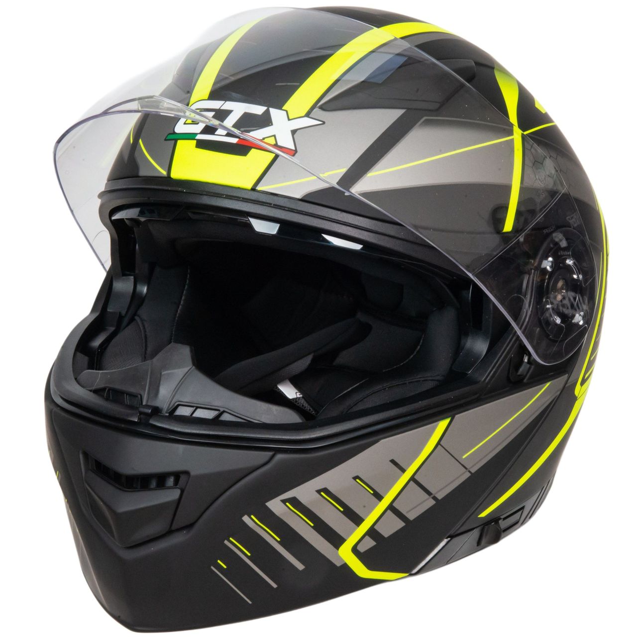 Шлем мото модуляр GTX 550 №3 (M) BLACK/FLUO YELLOW GREY (2 визора)